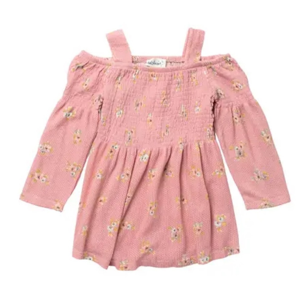 Cloud Chaser Cold Shoulder Pink Floral Smocked Top